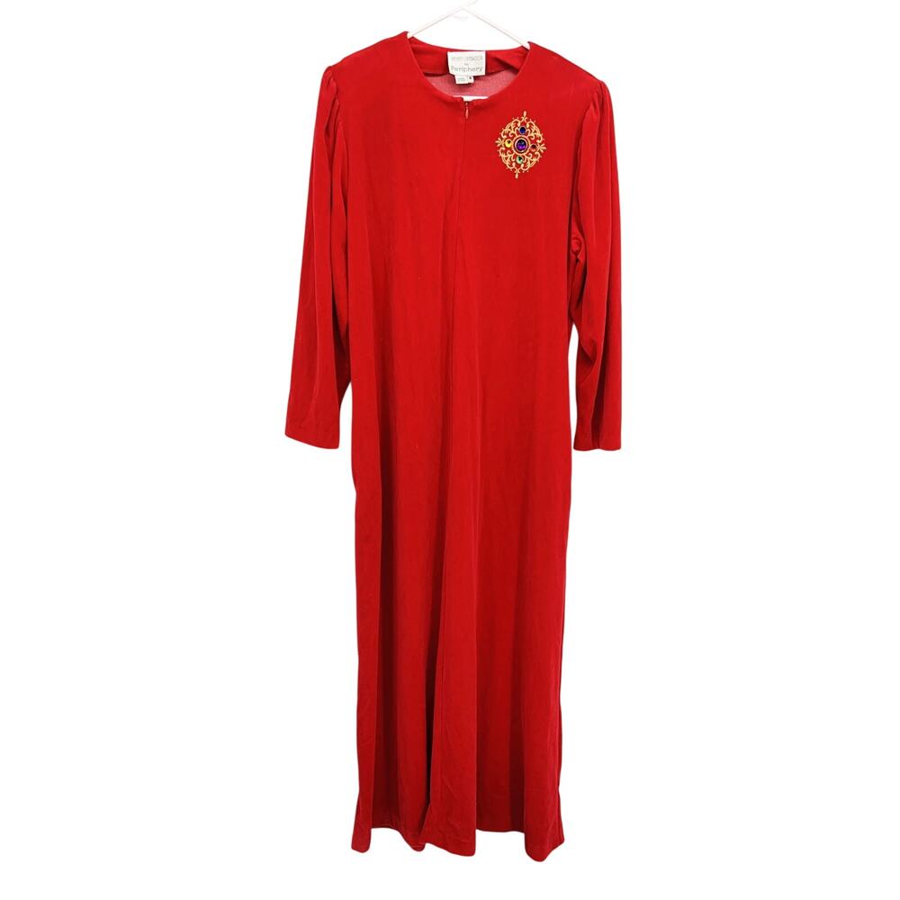 Kathleen Usherwood for Periphery Kaftan Robe Red Long Sleeve Size M 70s 80s - Picture 3 of 5